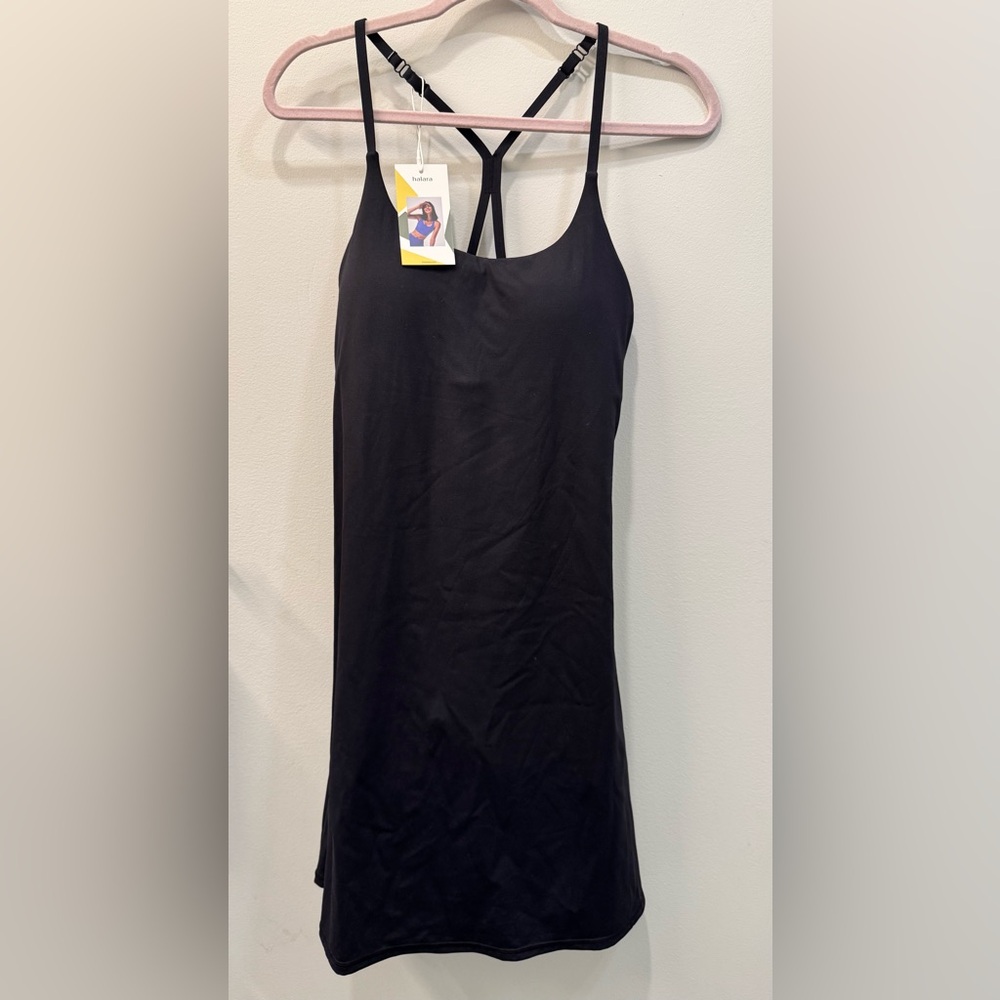 HALARA Black Strappy Workout Dress with Built in Bra+Shorts ✨NWT